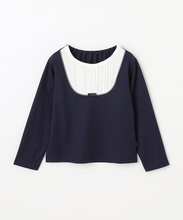 組曲 KIDS 【110-140㎝】【接触冷感・UVカット】サラリとヨークデザイン トップス ネイビー