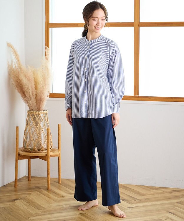 ワコール／睡眠科学 パジャマ 長袖 長ズボン 綿混(本体) ここちよく眠れる 寝返りしやすい レディース YDX509 睡眠科学／ワコール ブルー