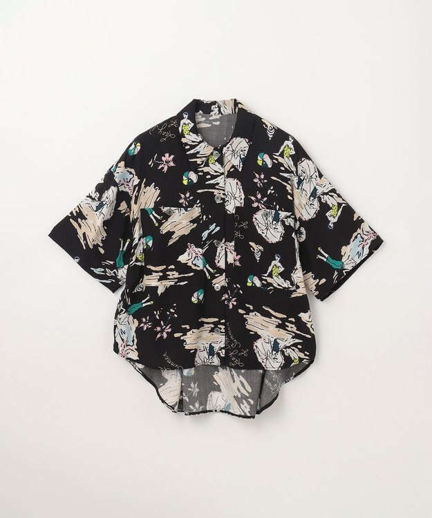 GRACE CONTINENTAL リゾートプリントシャツ ブラック