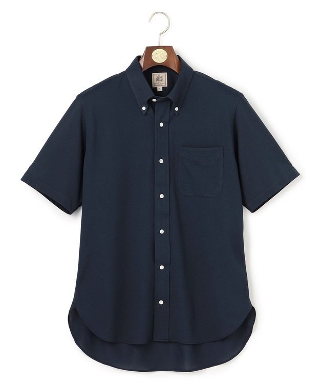 J.PRESS MEN 【吸水速乾 / 抗菌防臭 / 遮熱 / 防シワ】【J.PRESS OXFORD JERSEY】カノコインレイ半袖 シャツ / B.D. ネイビー系