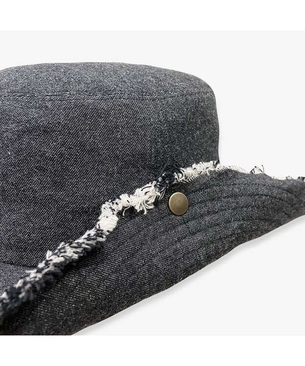 林八百吉商店 un chapeau  デニムフリンジハット ブラック