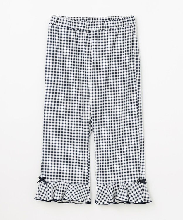 ANY KIDS 【洗濯機可能/接触冷感】ひんやり カットソーパンツ ネイビー（ギンガムチェック）