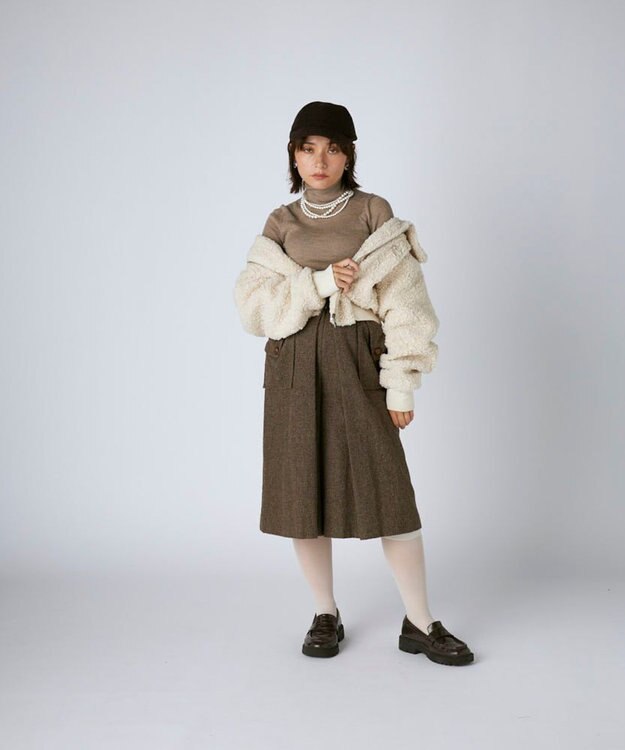 OP／FILA 【Kappa】ショート丈 ドロップショルダーボアジャケット アイボリー