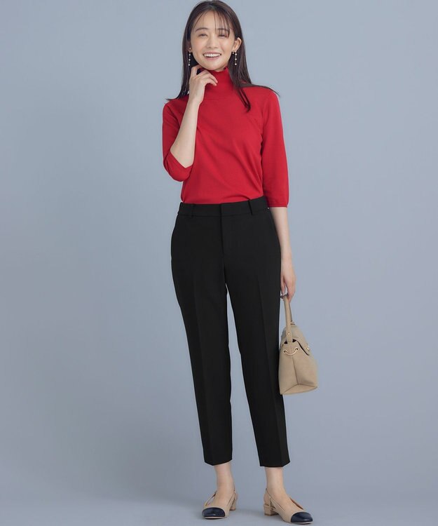 組曲 L 【WEB限定】ベーシックダブルクロス テーパードパンツ ブラック系