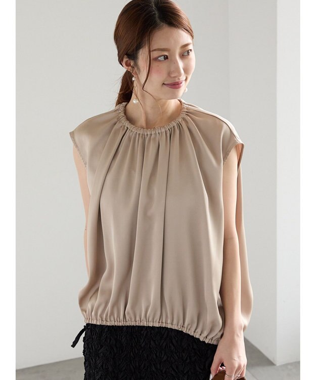 Te chichi サテンサイドリボンブラウス ベージュ