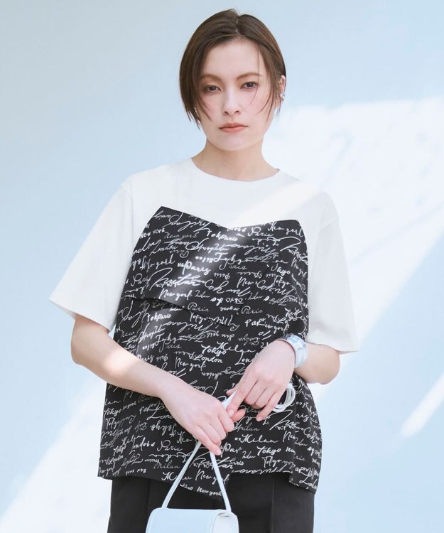 ICB 【30th ANNIVERSARY】5cityプリント コンビカットソー オフホワイト×ブラック