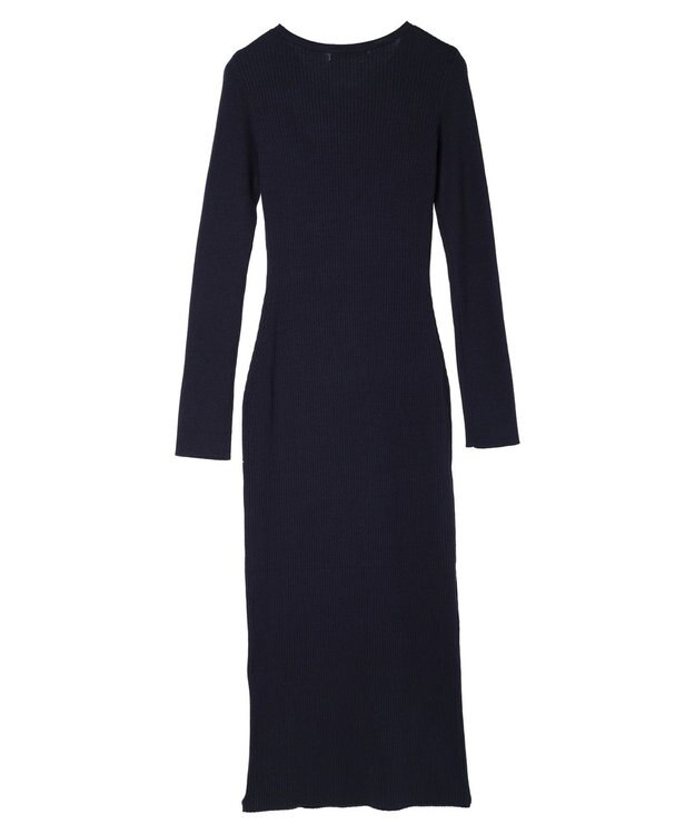 Green Parks タイトシルエットリブニットワンピース Navy