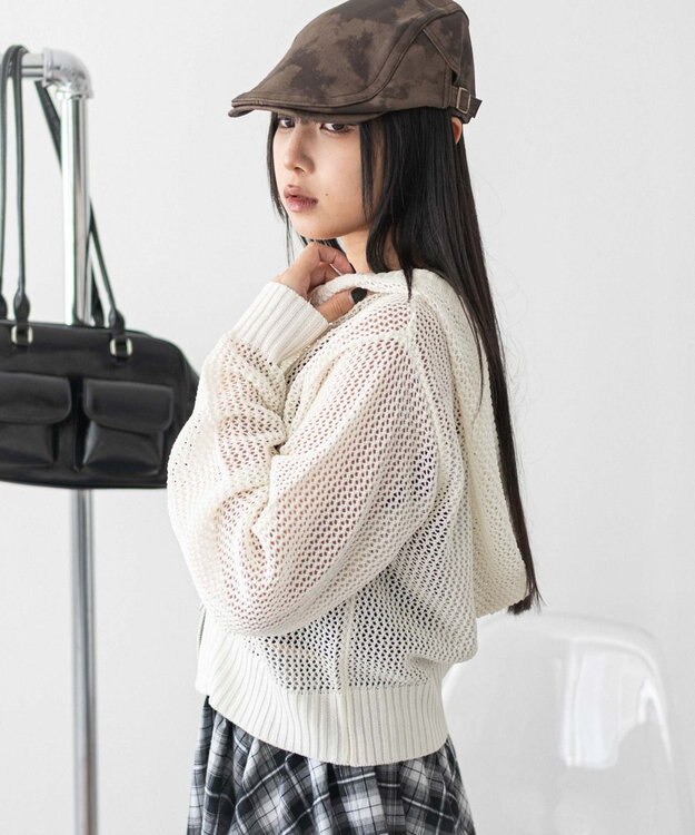 WEGO ジャガードメッシュパーカー ホワイト