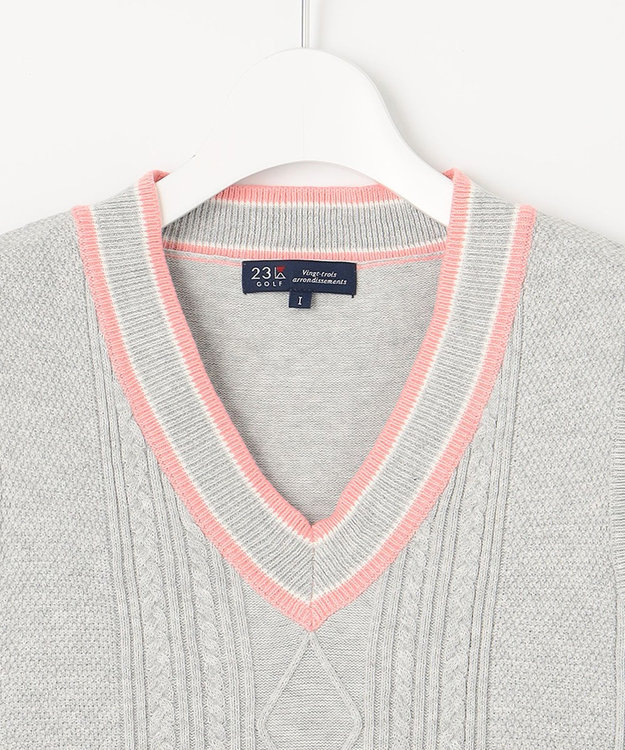 23区GOLF 【WOMEN】【洗える】コットンブレンド ニットベスト ライトグレー系