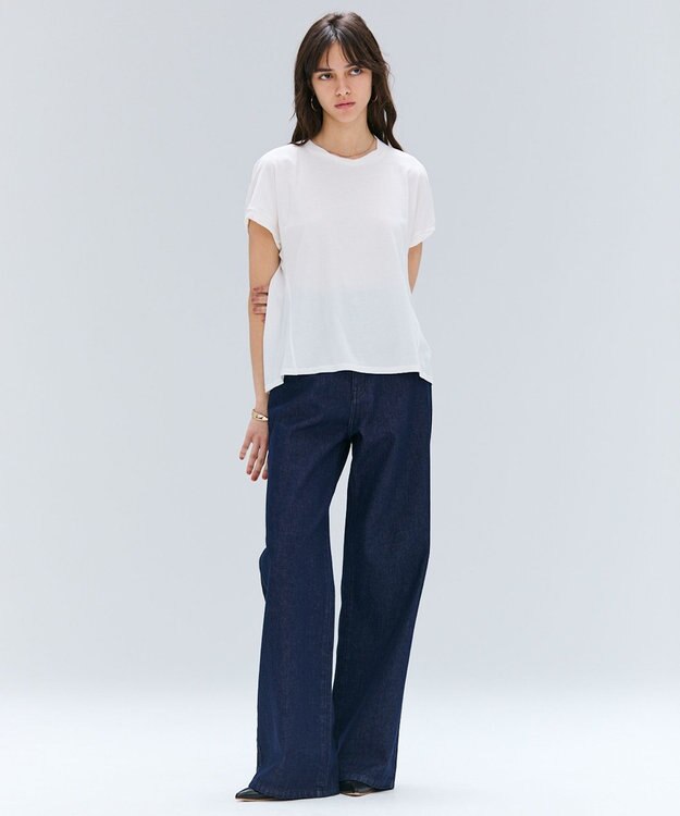 BEIGE， 【BEIGE,ecru/WEB限定・洗える】FINE DRY TOUCH / ねじりデザインコットンクルーネックTシャツ White