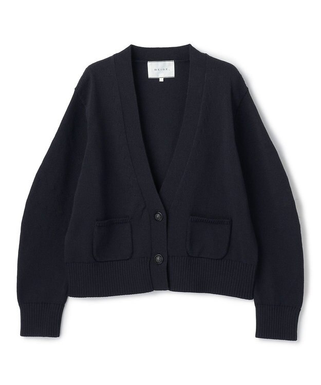 BEIGE， HELIODOR / マリンボタンクロップドカーディガン Navy