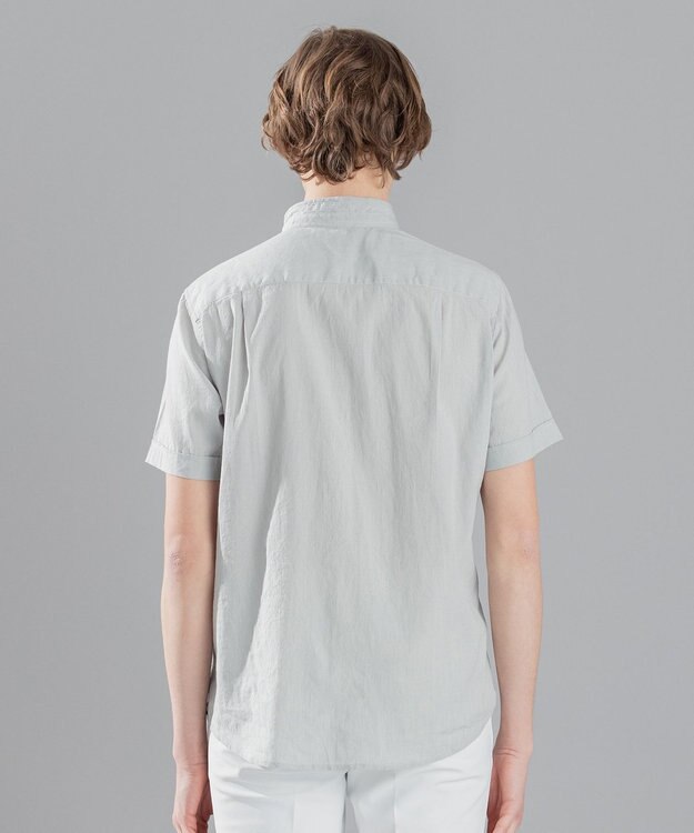 JOSEPH HOMME リネンストレッチブロード ウィングカラー半袖シャツ スカイブルー系