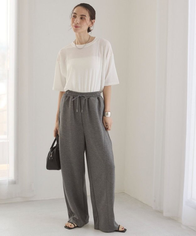 WEGO 【ANGIE VINTAGE/ウエストゴム】ポンチカーブパンツ 杢グレー