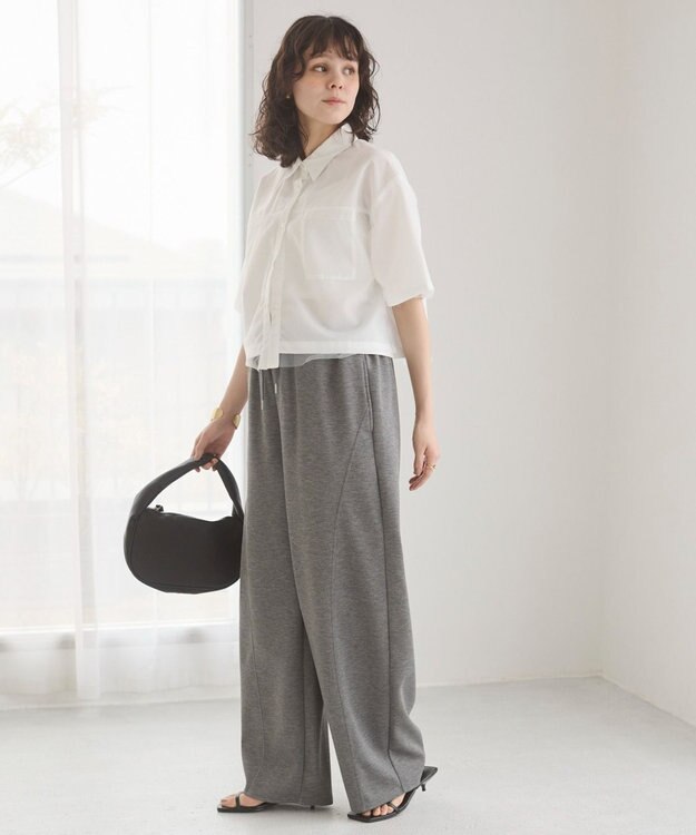 WEGO 【ANGIE VINTAGE/ウエストゴム】ポンチカーブパンツ 杢グレー