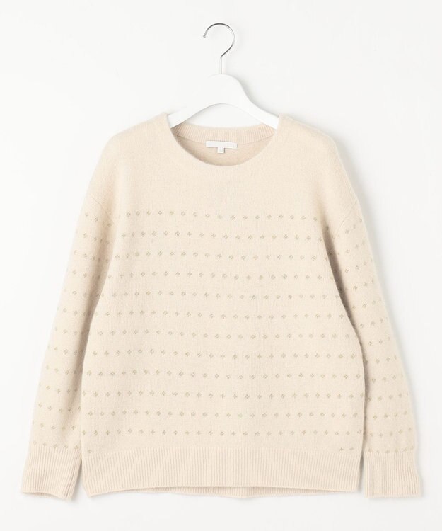 自由区 L ウールジャカードラメ ニット ベージュ系