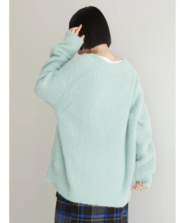 AMERICAN HOLIC モールヤーン片畦Ｖネックニットプルオーバー Mint