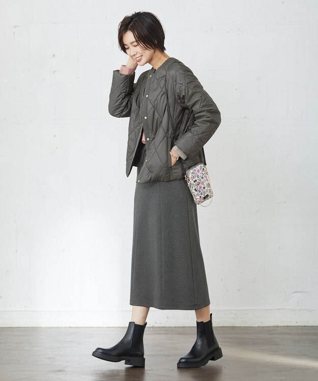 J.PRESS LADIES 高密度タフタ キルティング ショート コート グレー系