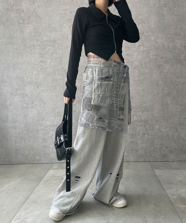 WEGO フロントギャザーＷジップロンＴ ブラック