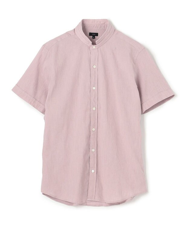 JOSEPH HOMME リネンストレッチブロード ウィングカラー半袖シャツ ローズ系