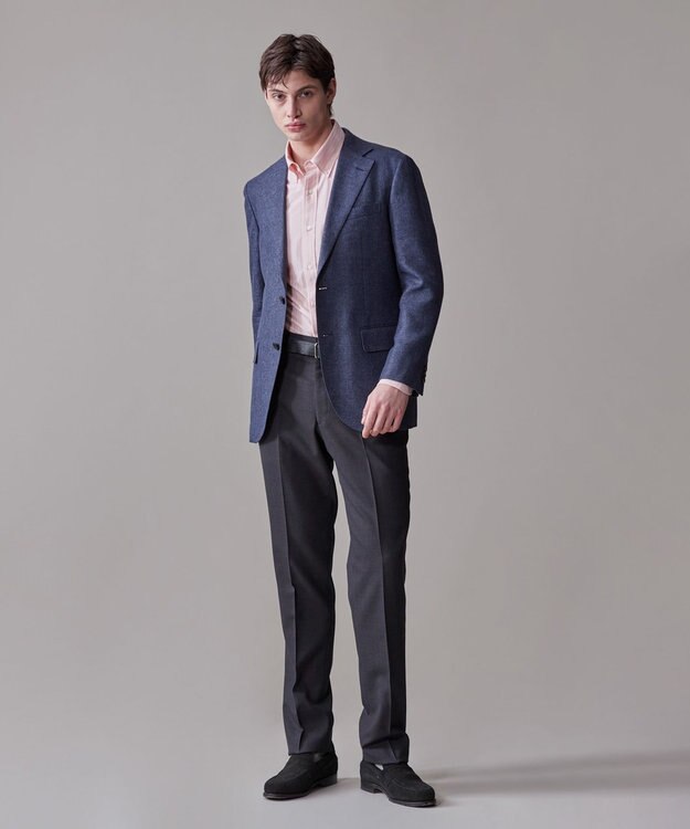 J.PRESS MEN 【Peppin Merino Comfort】【ウォッシャブル可 / 折り目加工】バーズアイ スラックス / ノータック グレー系