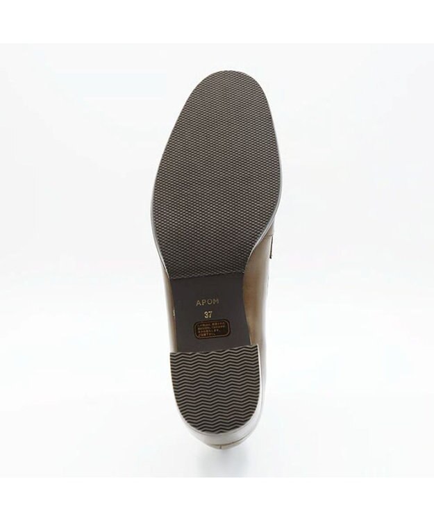 APOM イタリアンレザー ブロックヒールビットローファー45 ブラウン