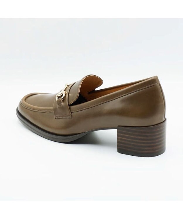 APOM イタリアンレザー ブロックヒールビットローファー45 ブラウン