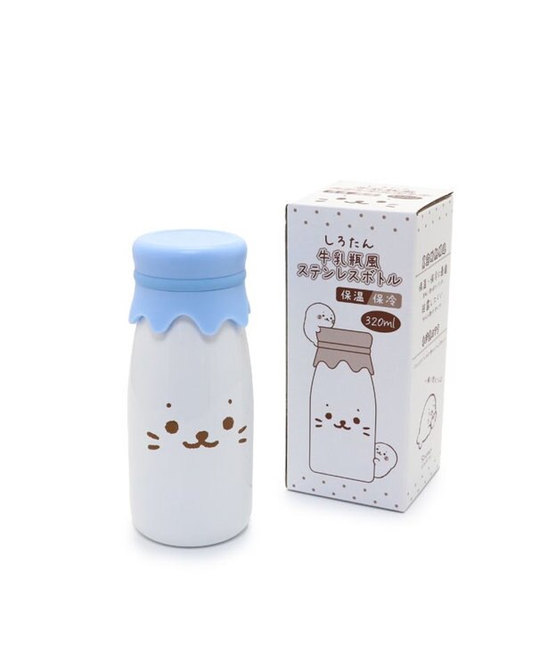 Mother garden しろたん 牛乳瓶風 ステンレスボトル 水筒 《顔ぼん》 単品 顔ぼん