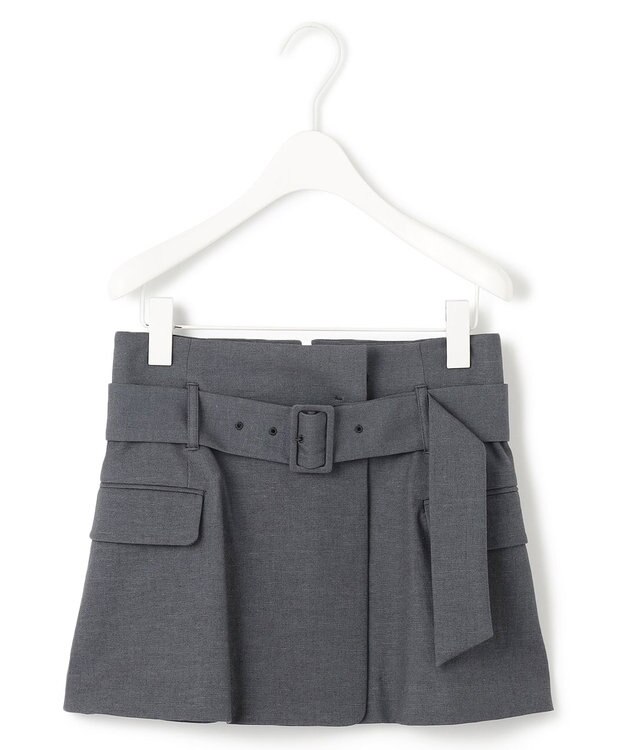 ICB L 【接触冷感・UVケア・撥水・洗える】LooseWeave  スカートレイヤードワイドパンツ チャコール系