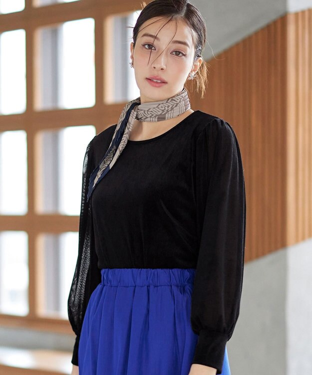 Tiaclasse 【選べる柄タイプ】プリーツスカーフ Dグレージュ