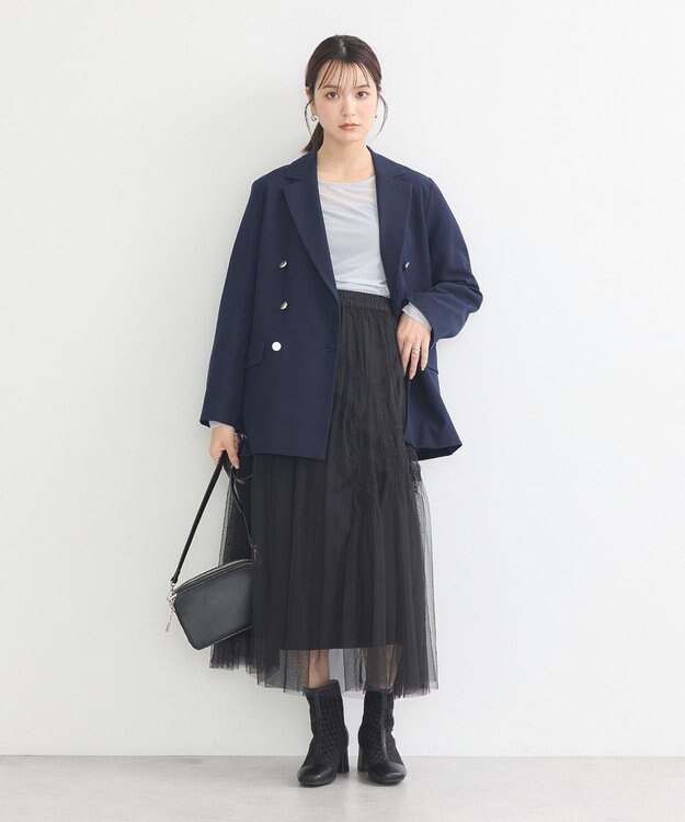 earth music&ecology シャーリングギャザーチュールスカート Black