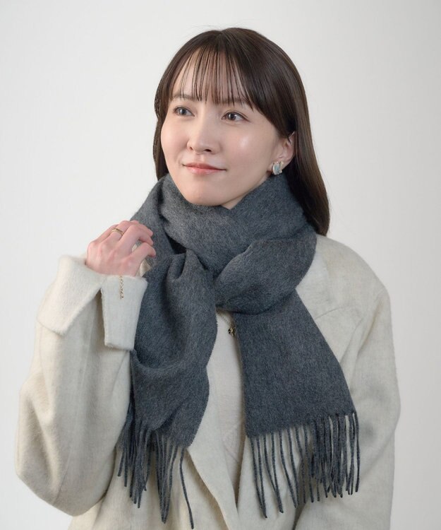 MOONBAT プラスムーンバット (+moonbat) カシミヤ100％無地マフラー 洗える 190㎝×30㎝ ダークグレー
