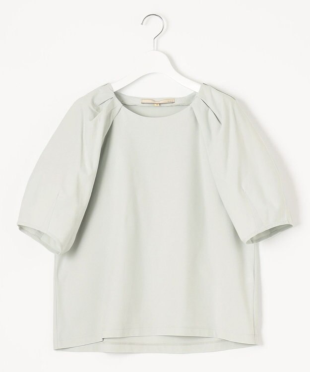 自由区 【XSサイズ~/洗える】ツイストプレインジャージー袖タック カットソー 黄緑系