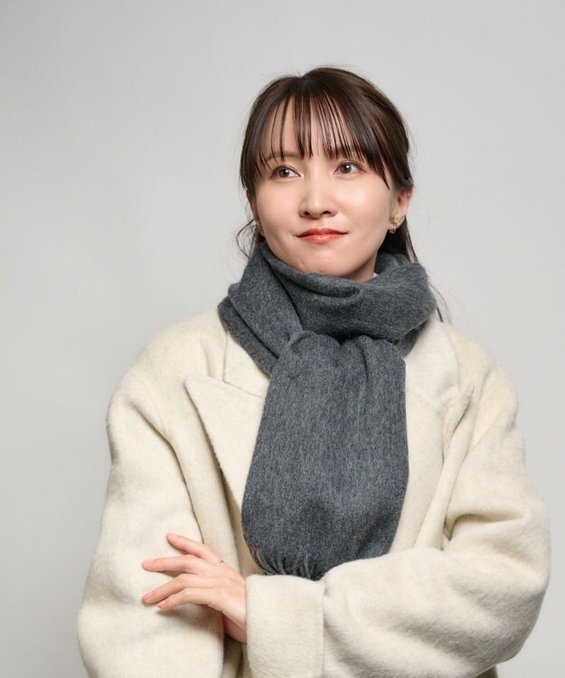 MOONBAT プラスムーンバット (+moonbat) カシミヤ100％無地マフラー 洗える 190㎝×30㎝ ダークグレー