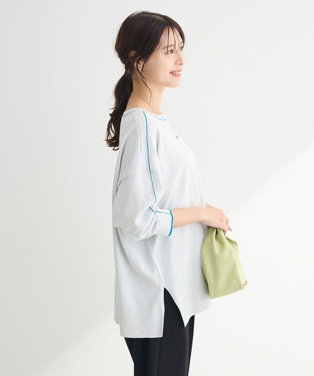 Green Parks アンチピリングライン入りニットプルオーバー Gray