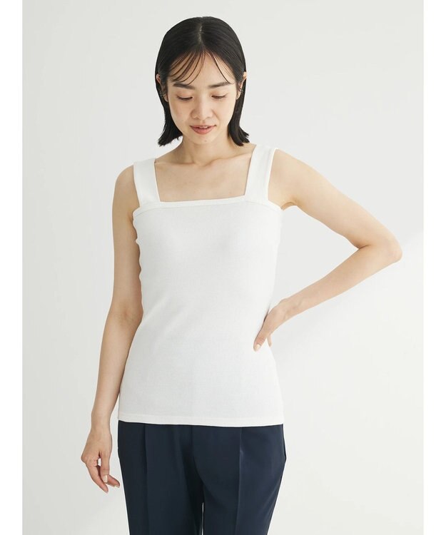 Green Parks スクエアリブタンクトップ Off White