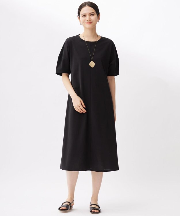 自由区 S 【接触冷感・UVカット・吸水速乾・抗菌防臭・洗える】ハイカウントモクロディ ワンピース ブラック