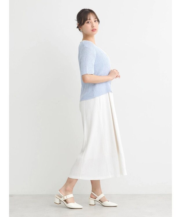 earth music&ecology バイカラーＶネックカーディガン Light Blue