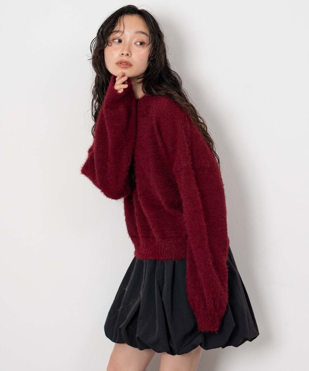 WEGO シャギーニットプルオーバー ワイン