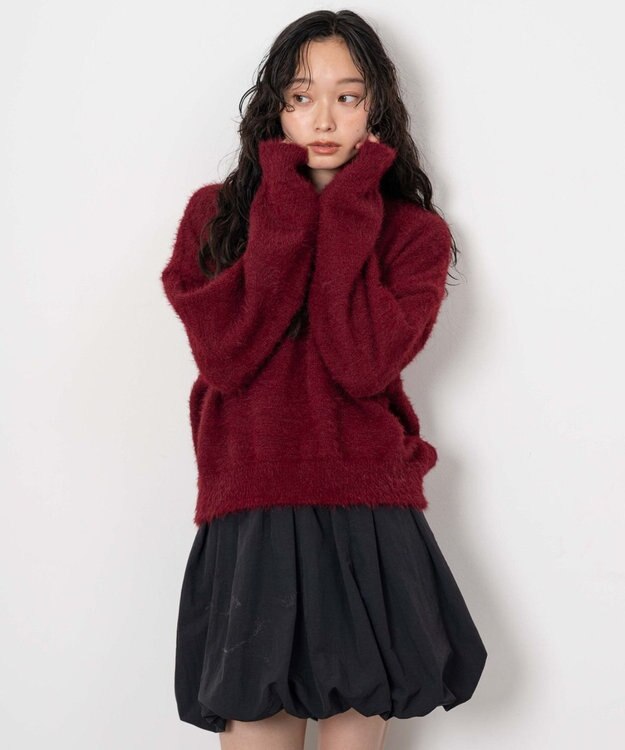 WEGO シャギーニットプルオーバー ワイン