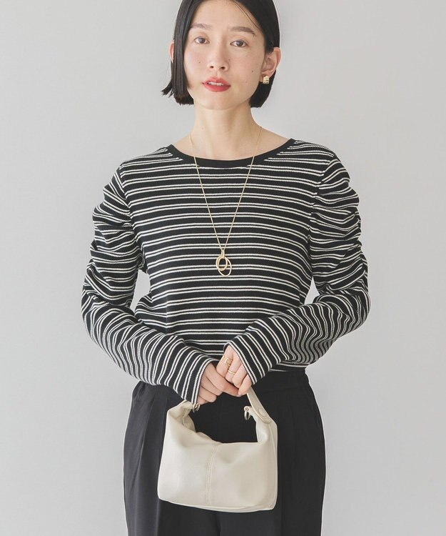 AMERICAN HOLIC ショルダーギャザーワッフルプルオーバー Black