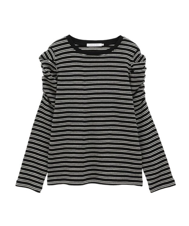 AMERICAN HOLIC ショルダーギャザーワッフルプルオーバー Black