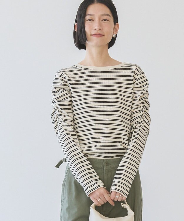 AMERICAN HOLIC ショルダーギャザーワッフルプルオーバー Ivory