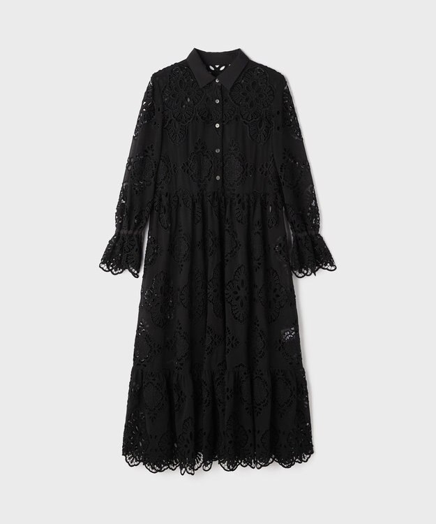 GRACE CONTINENTAL カットワーク刺繍ワンピース ブラック