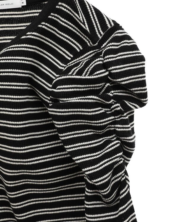 AMERICAN HOLIC ショルダーギャザーワッフルプルオーバー Black