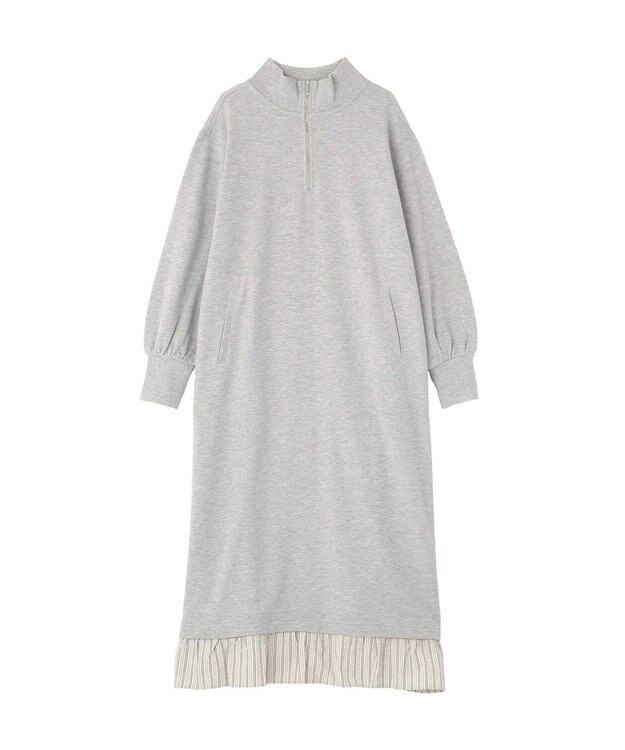 earth music&ecology レイヤーヘムワンピース Gray Mixture