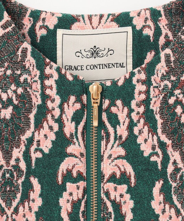 GRACE CONTINENTAL オーナメントジャガードジャケット グリーン