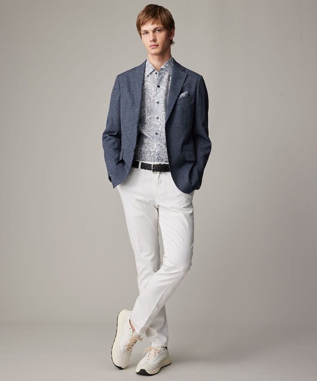 JOSEPH ABBOUD 清涼感【弱撥水/イージーケア/軽量/ストレッチ】クールピケ ジャケット ダルブルー系