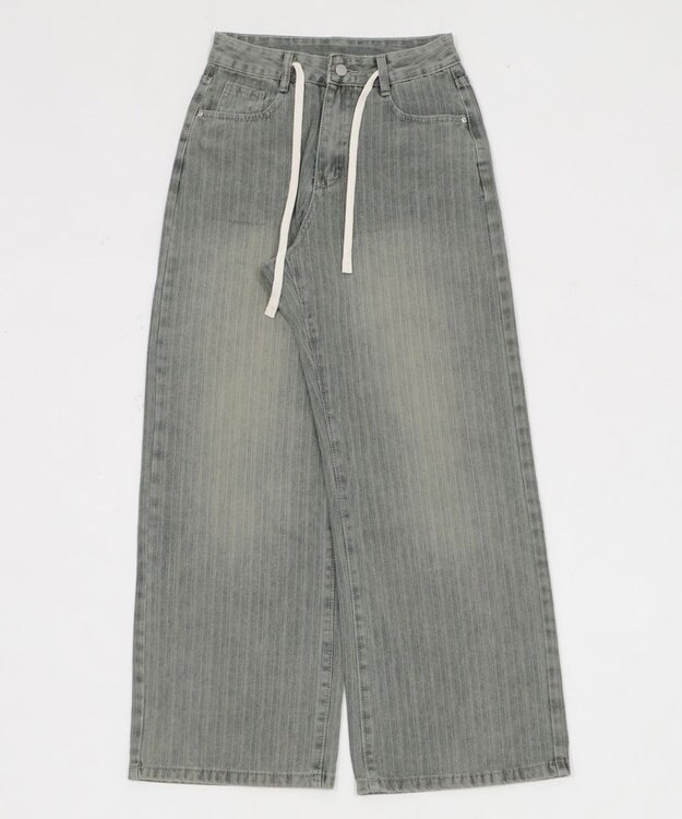 WEGO ドロストストライプブラストデニム デニム中濃色