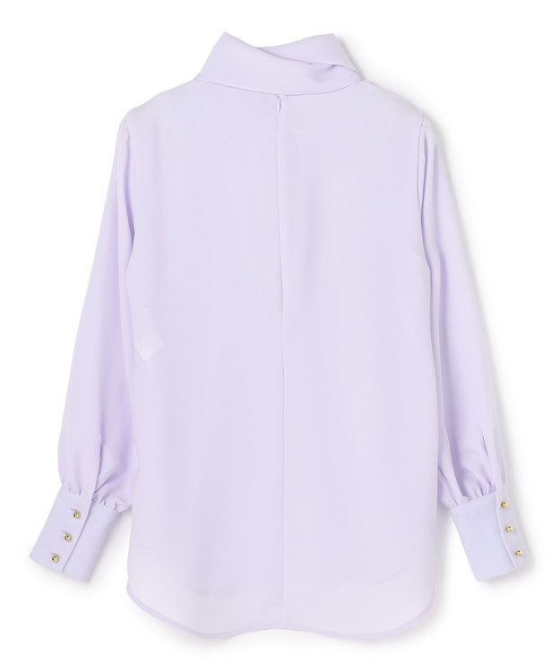 BEIGE， 【洗える】STOW / パフスリーブボウタイブラウス Lilac