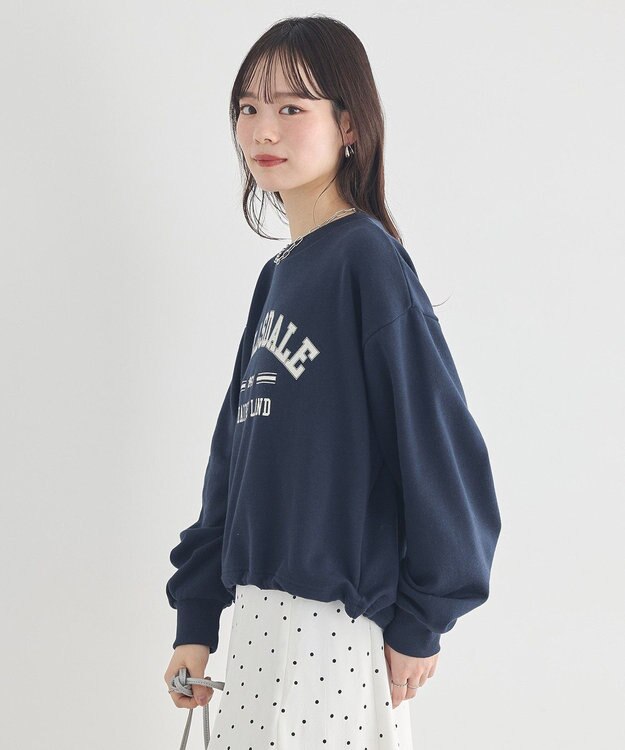 earth music&ecology 【裏毛】アソートロゴウラケドロストプルオーバー Navy